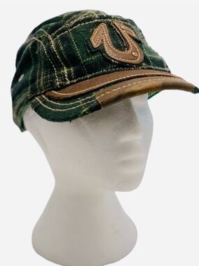 True Religion Distressed Wool Laine Pleated Cap Size OS